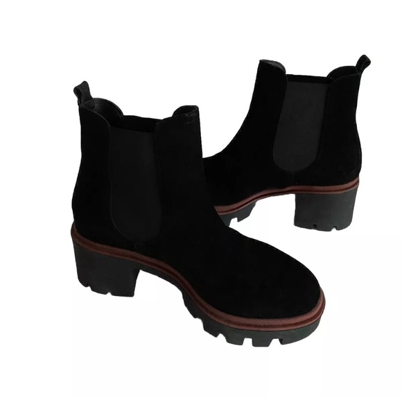 Antonio de Faria Black Suede Chelsea Rubber Pull-On Boots Size 6.5 - Picture 4 of 10